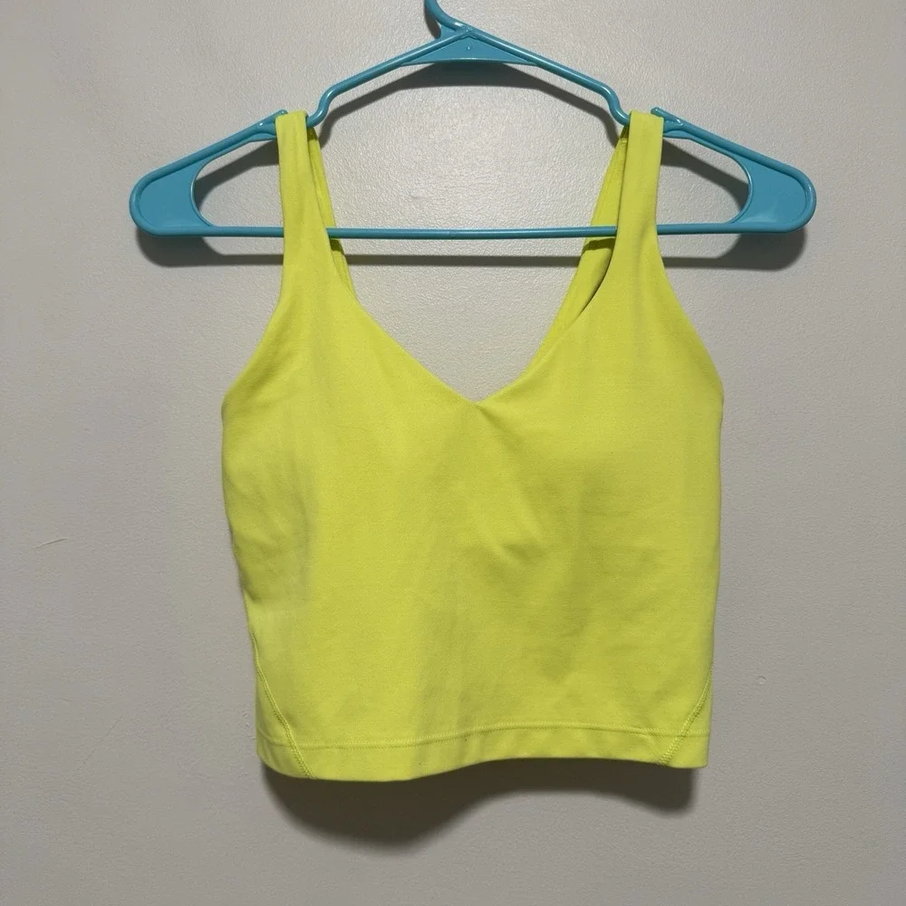 Lululemon Align Nulu Crop Tank Top Electric Lemon Yellow Size 4